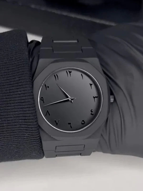 Black Aura Men's Analog Quartz Watch – Sleek & Stylish Timepiece