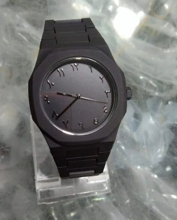 Black Aura Men's Analog Quartz Watch – Sleek & Stylish Timepiece