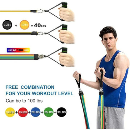 11 Piece Power Resistance Band Set Strength Training Yoga Sports Fitness Band Equipment For Men And Women