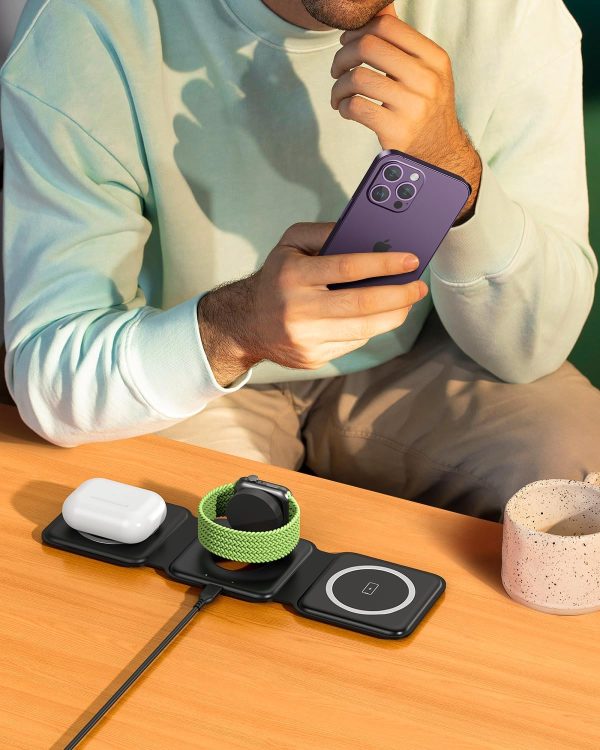 3 In 1 Foldable Wireless Charger Fast Magnetic Travel Wireless Charging Pad (random Color)