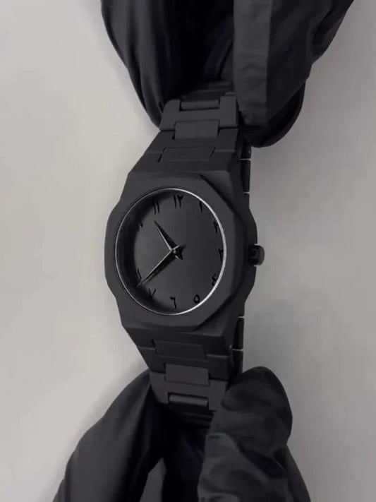 Black Aura Men's Analog Quartz Watch – Sleek & Stylish Timepiece